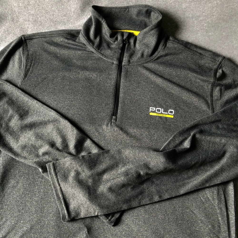 Long Sleeve 1/4 Zip Polo Sport Shirt - Picture 3 of 6